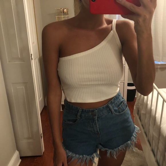 Zara Tops - One shoulder ribbed crop top